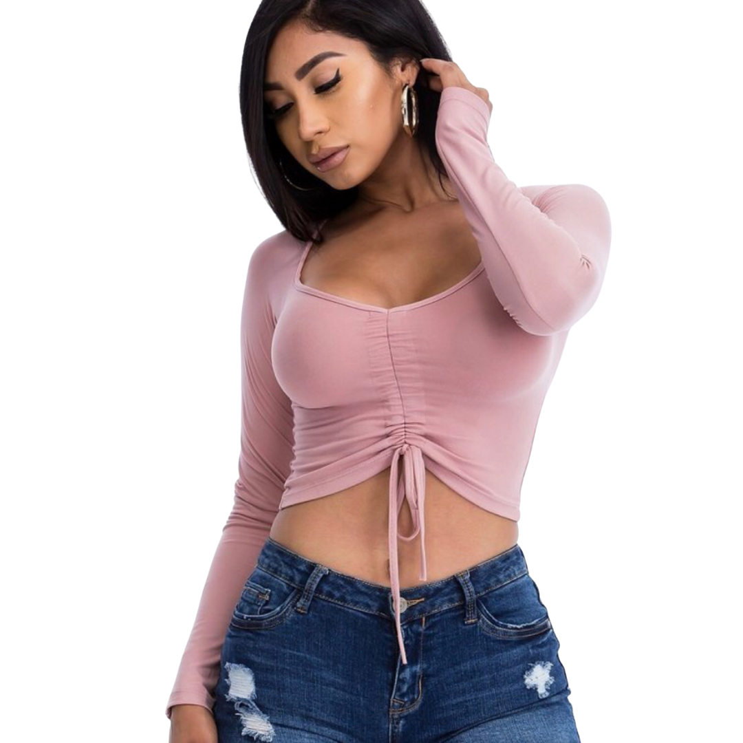 Ruched Front Crop Top Various (3 Colors) - BINS FLIRTY FASHION